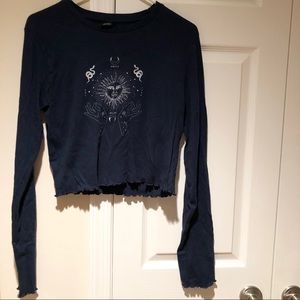 URBAN OUTFITTERS celestial lettuce edge crop top